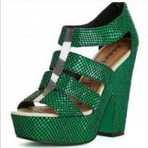Nanette Lapore Snakeskin Fishnet Platform Heels